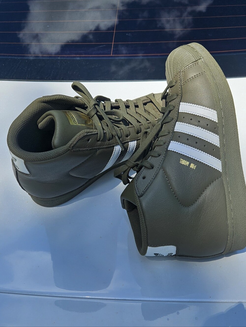 Adidas Originals Pro Model High Top Leather Shoes Night Cargo Olive Men 6